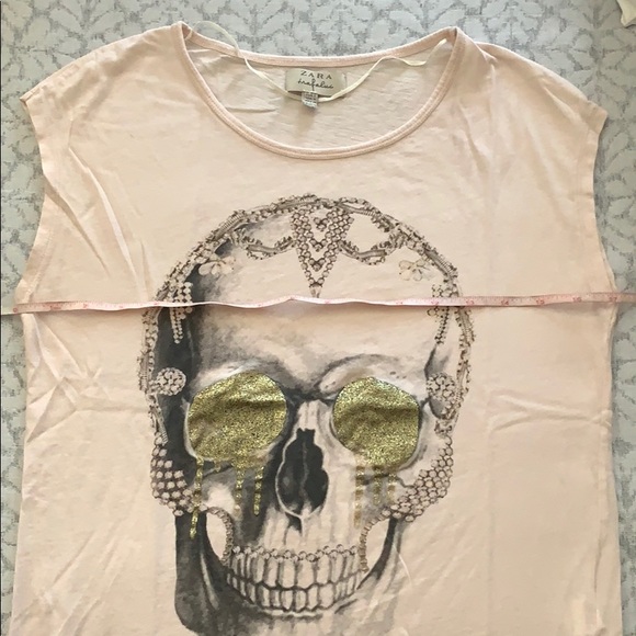 Zara Trufaluc Skull Tank In Dusty Rose. Size S - Picture 3 of 3